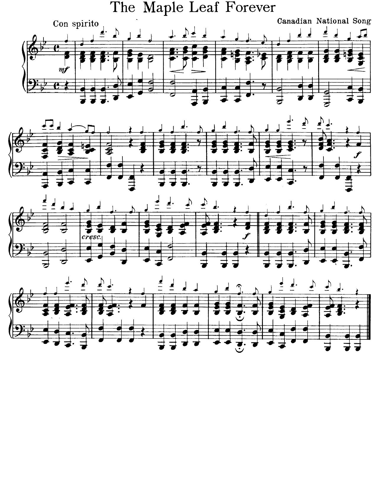 The maple leaf forever by Canadian national song