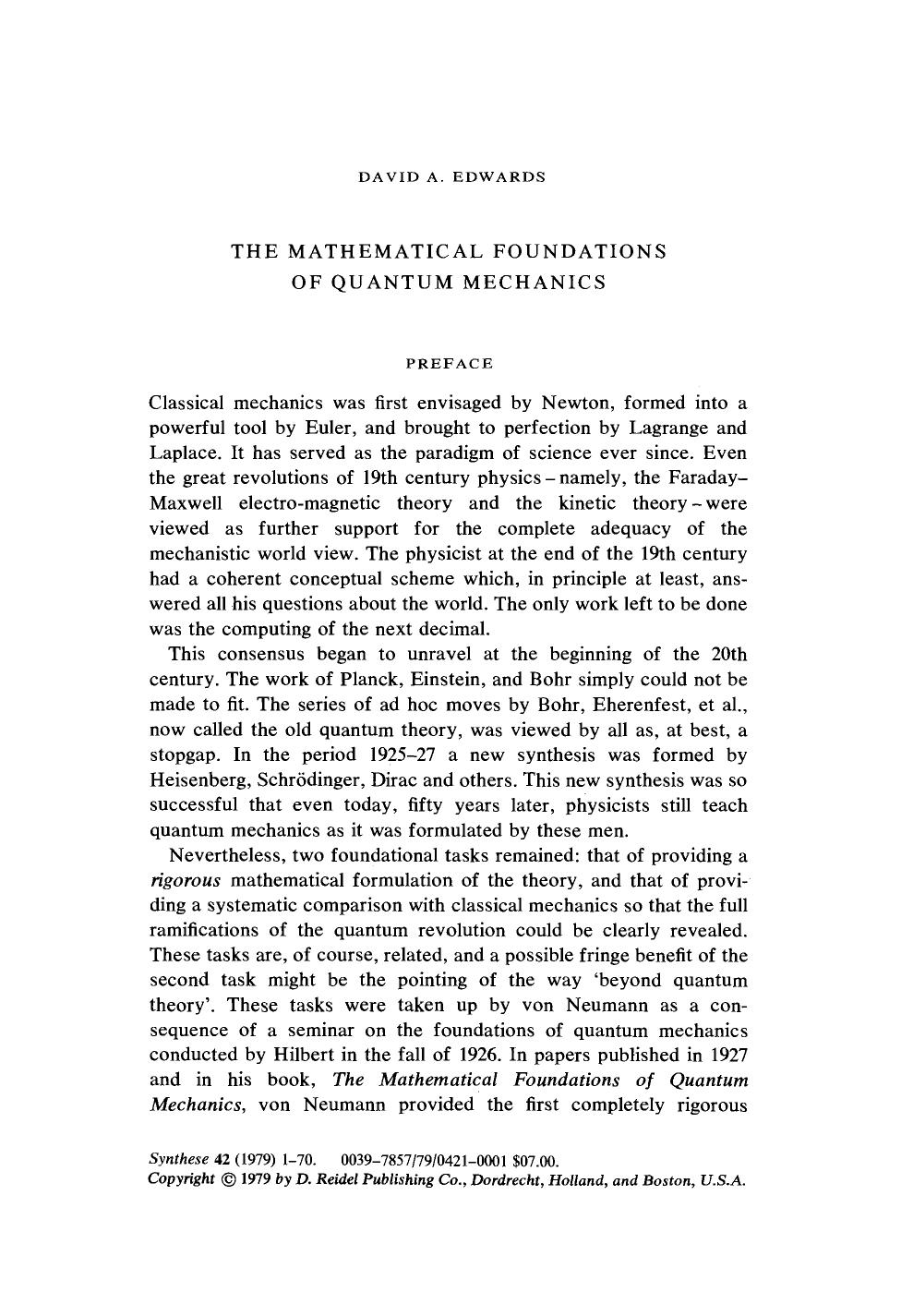 The mathematical foundations of quantum mechanics by Unknown