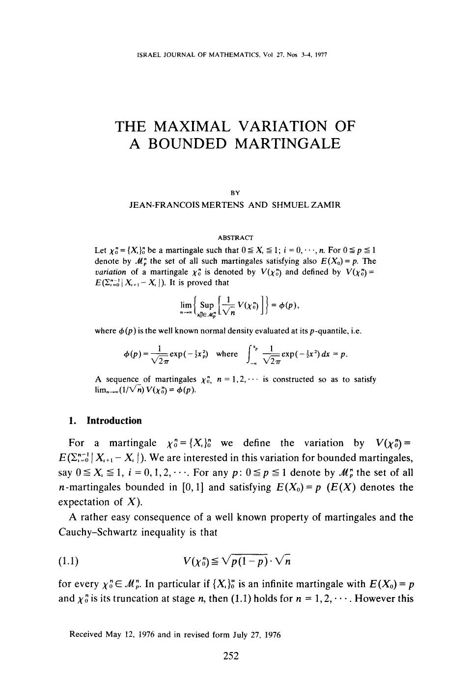 The maximal variation of a bounded martingale by Unknown