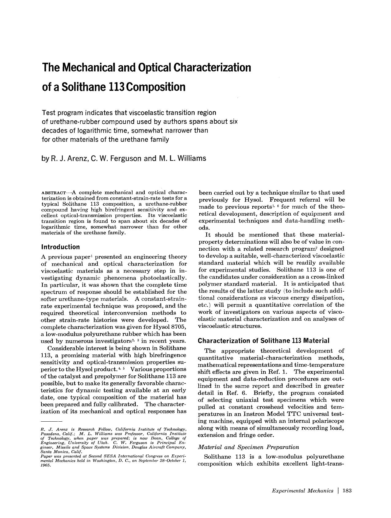 The mechanical and optical characterization of a solithane 113 composition by Unknown
