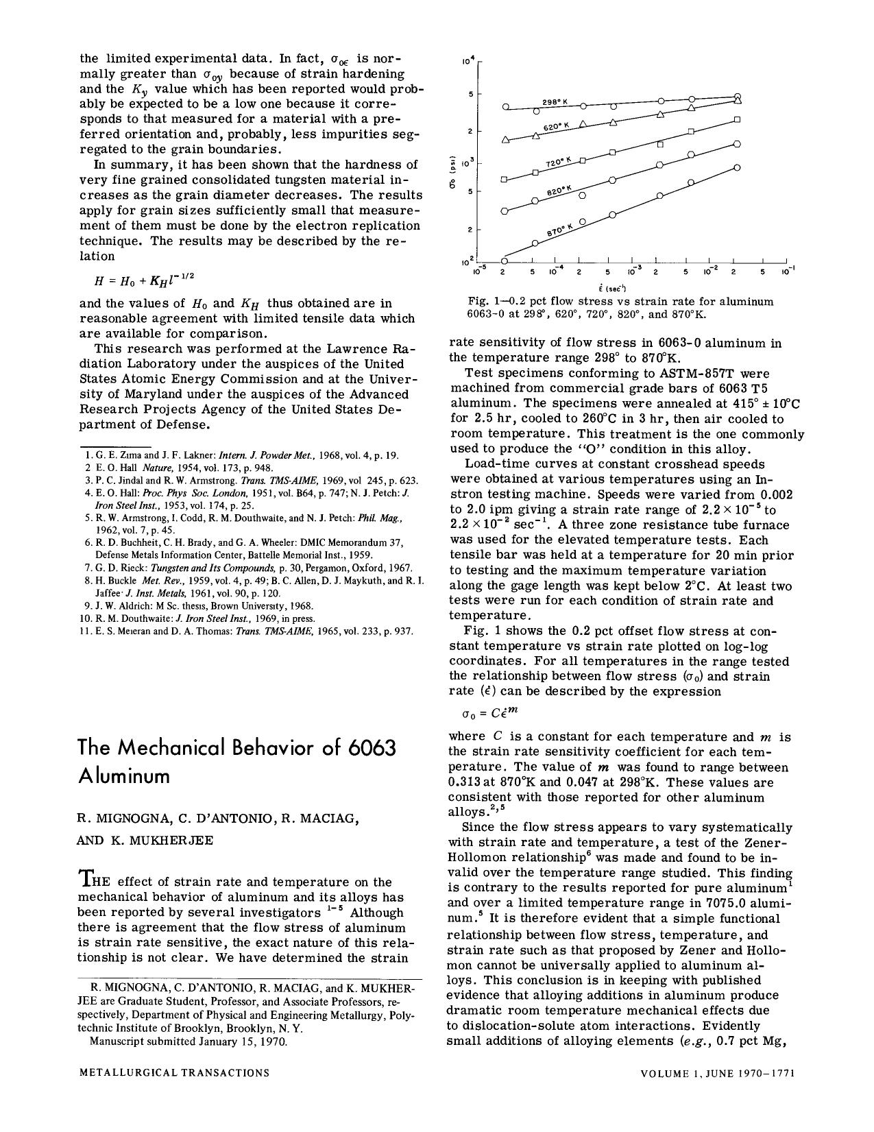 The mechanical behavior of 6063 aluminum by Unknown