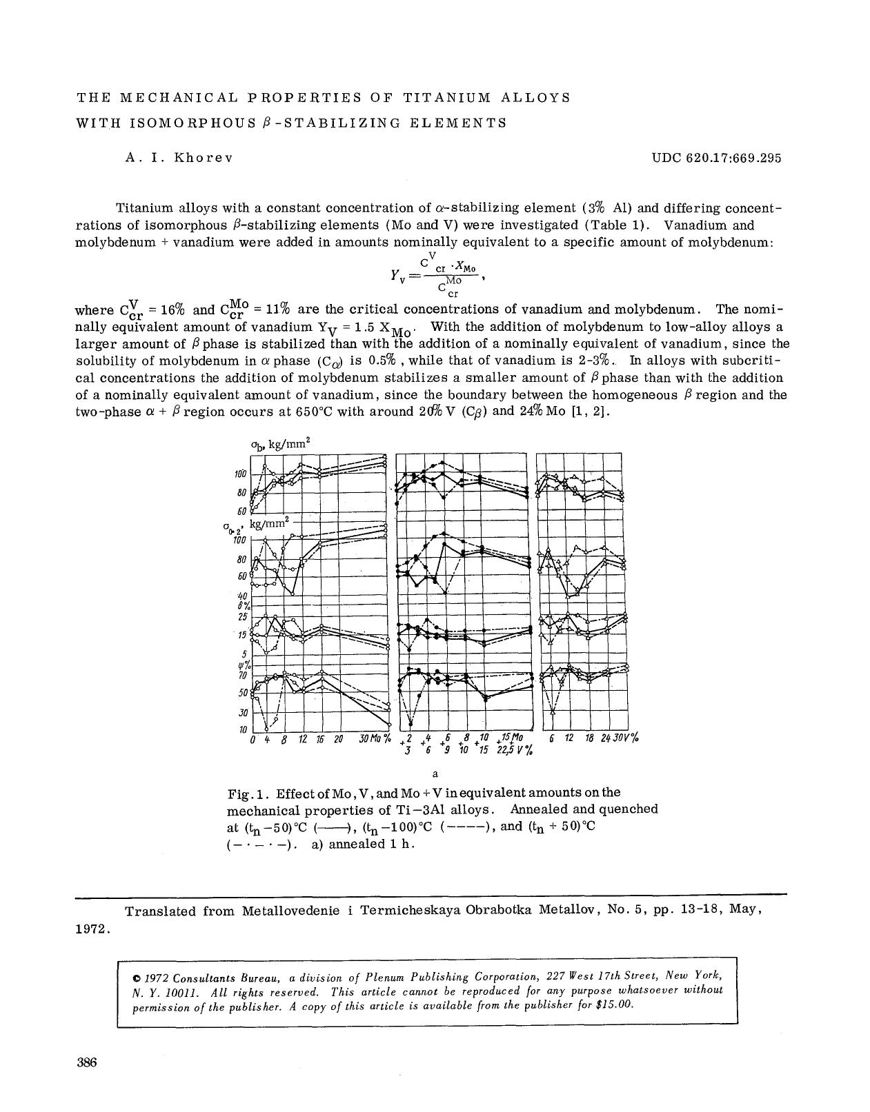 The mechanical properties of titanium alloys with isomorphous β-stabilizing elements by Unknown
