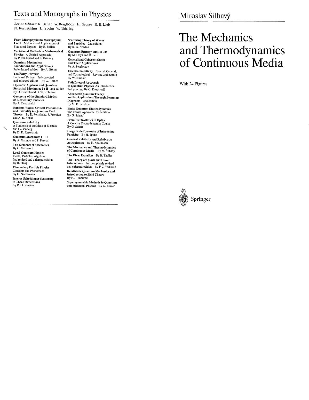 The mechanics and thermodynamics of continuous media by Miroslav Šilhavý