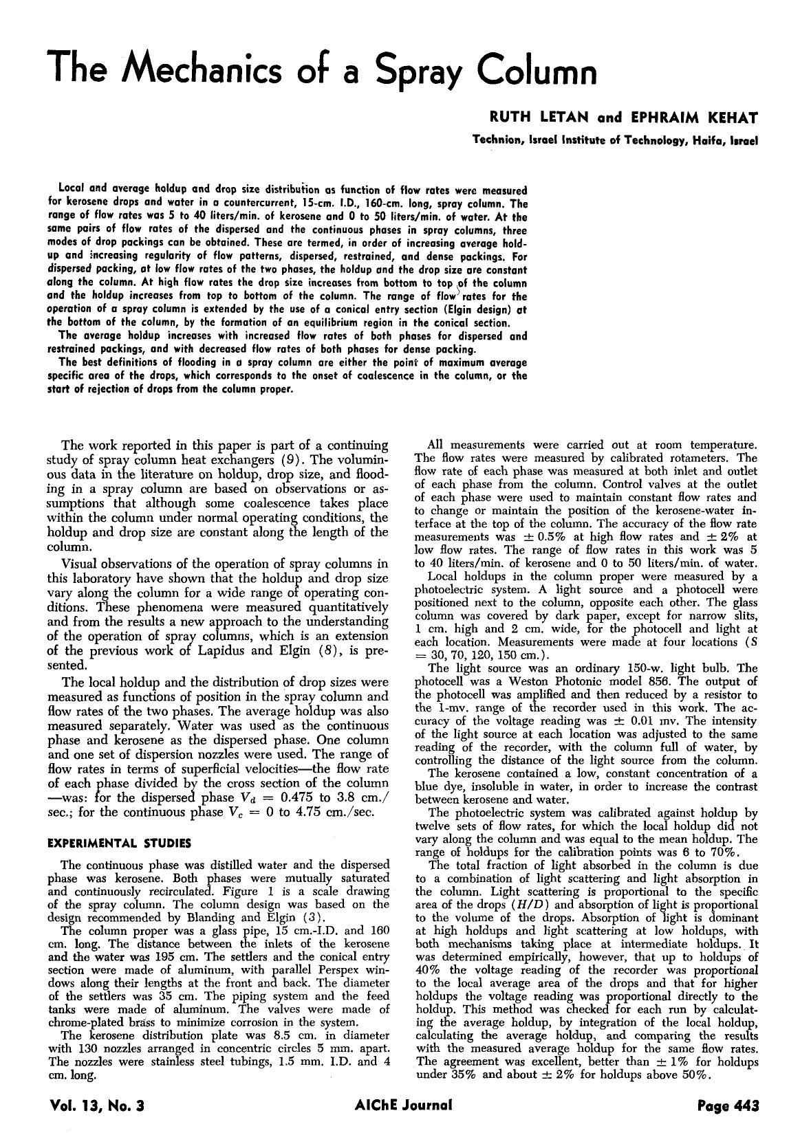The mechanics of a spray column by Unknown