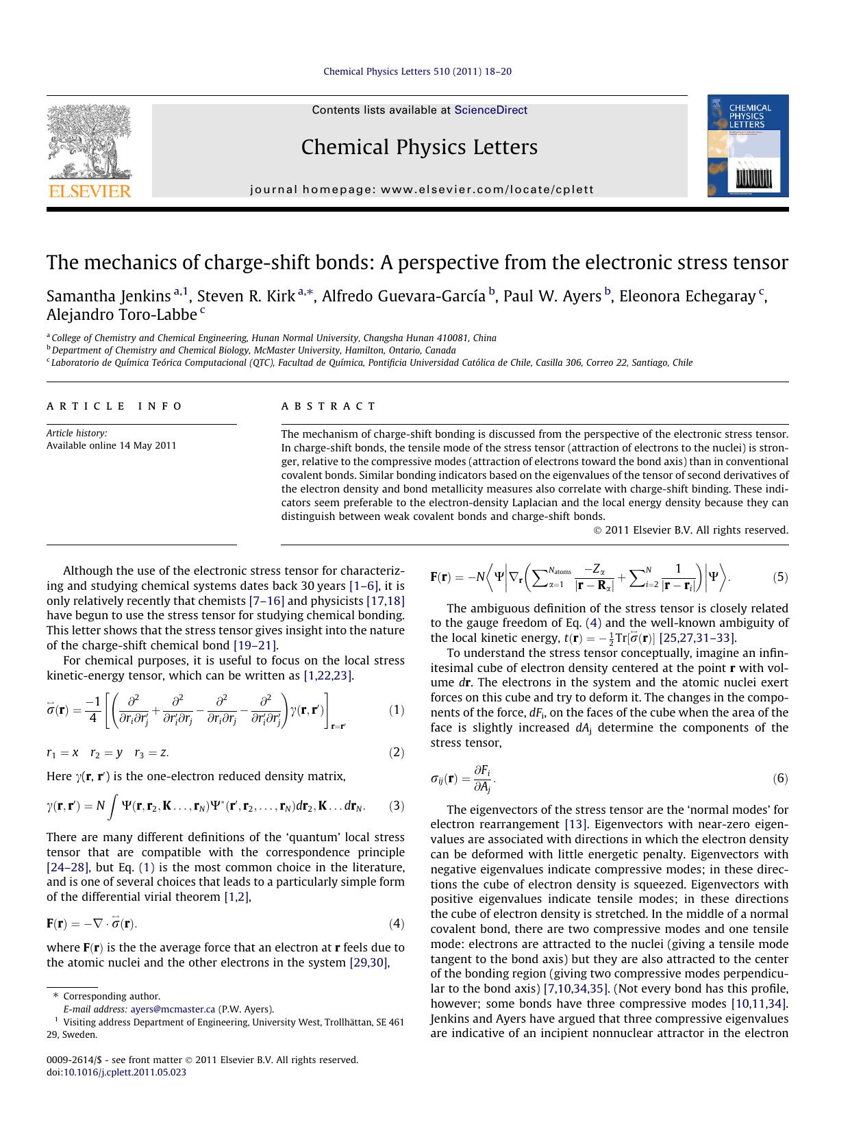 The mechanics of charge-shift bonds: A perspective from the electronic stress tensor by unknow