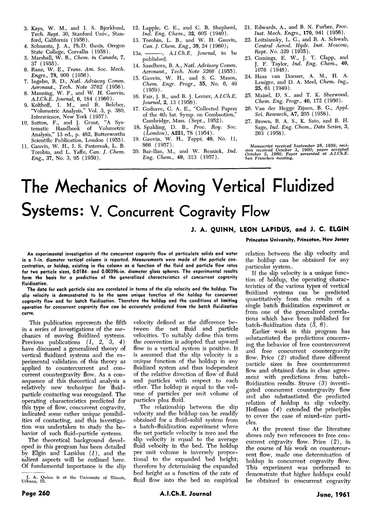 The mechanics of moving vertical fluidized systems: V. Concurrent cogravity flow by Unknown