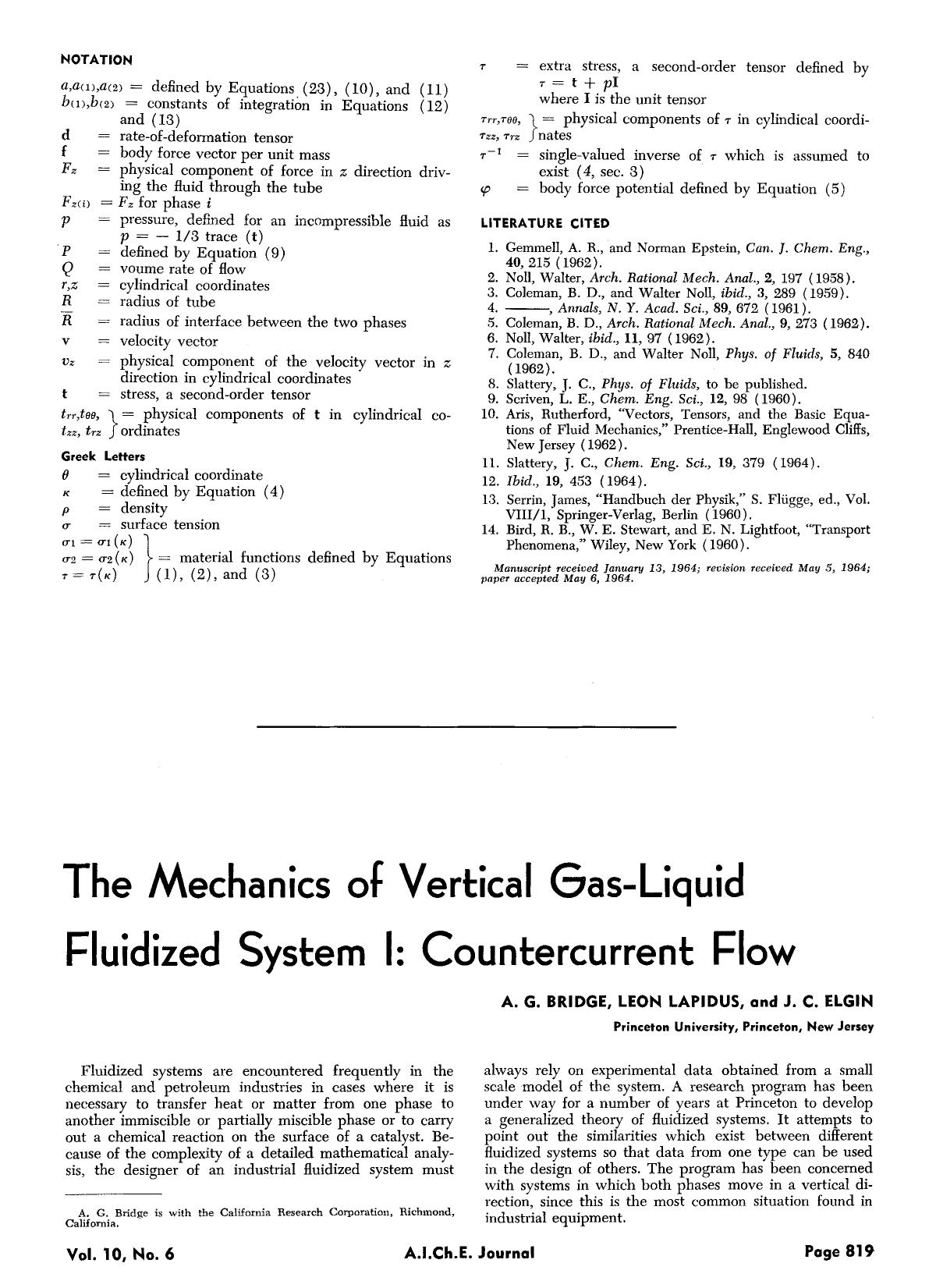 The mechanics of vertical gas-liquid fluidized system I: Countercurrent flow by Unknown