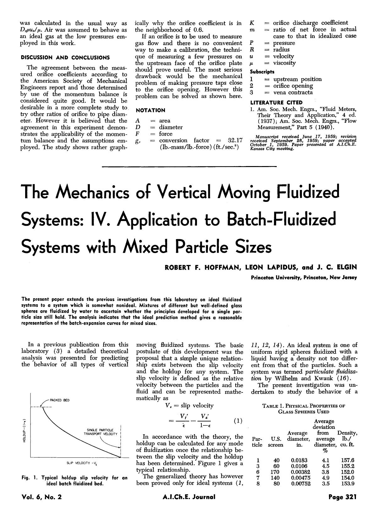 The mechanics of vertical moving fluidized systems: IV. Application to batch-fluidized systems with mixed particle sizes by Unknown