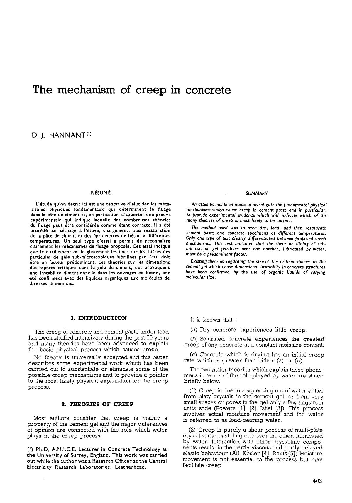 The mechanism of creep in concrete by Unknown