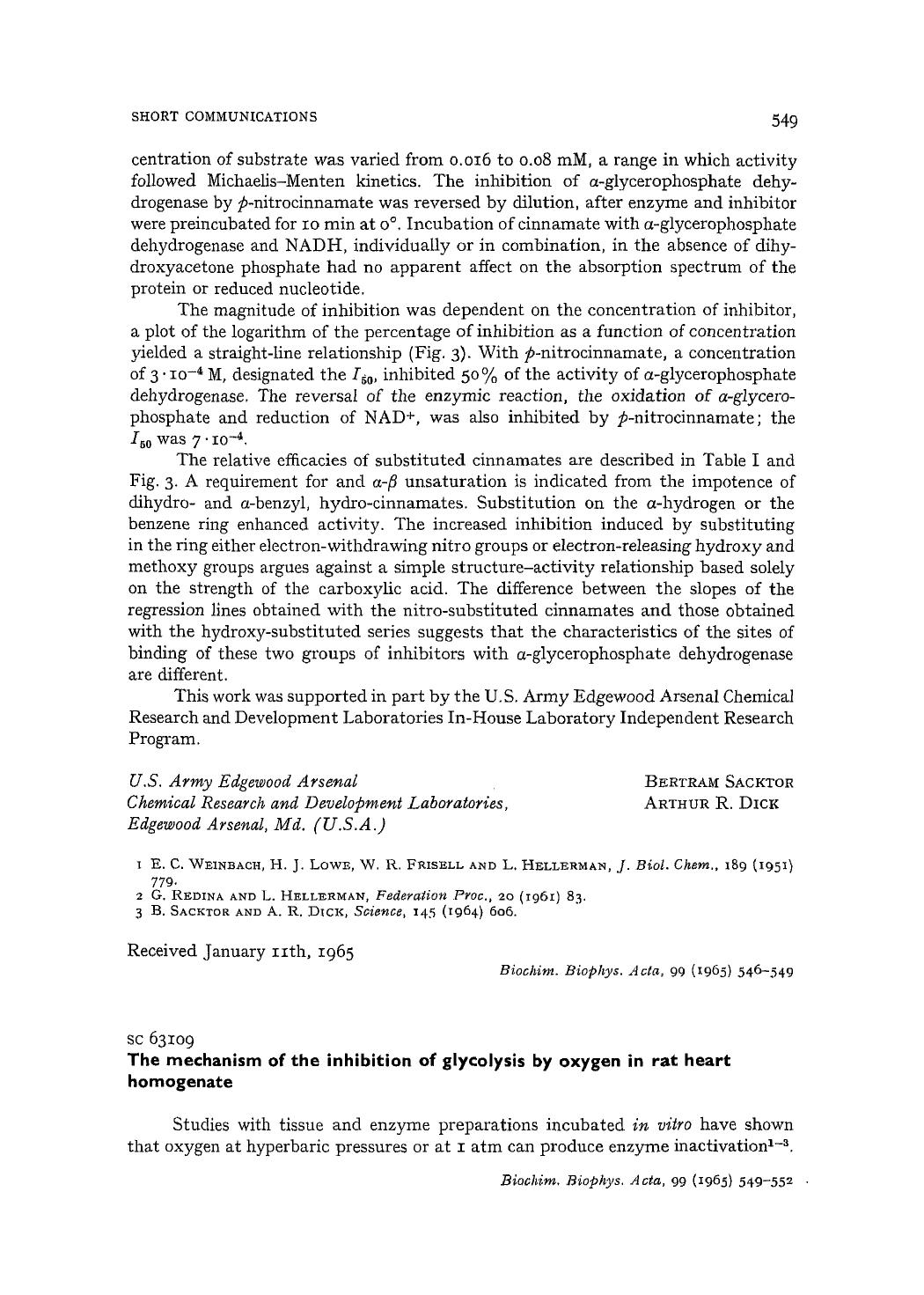 The mechanism of the inhibition of glycolysis by oxygen in rat heart homogenate by Robert S. Horn; Ella S. Haugaard; Niels Haugaard