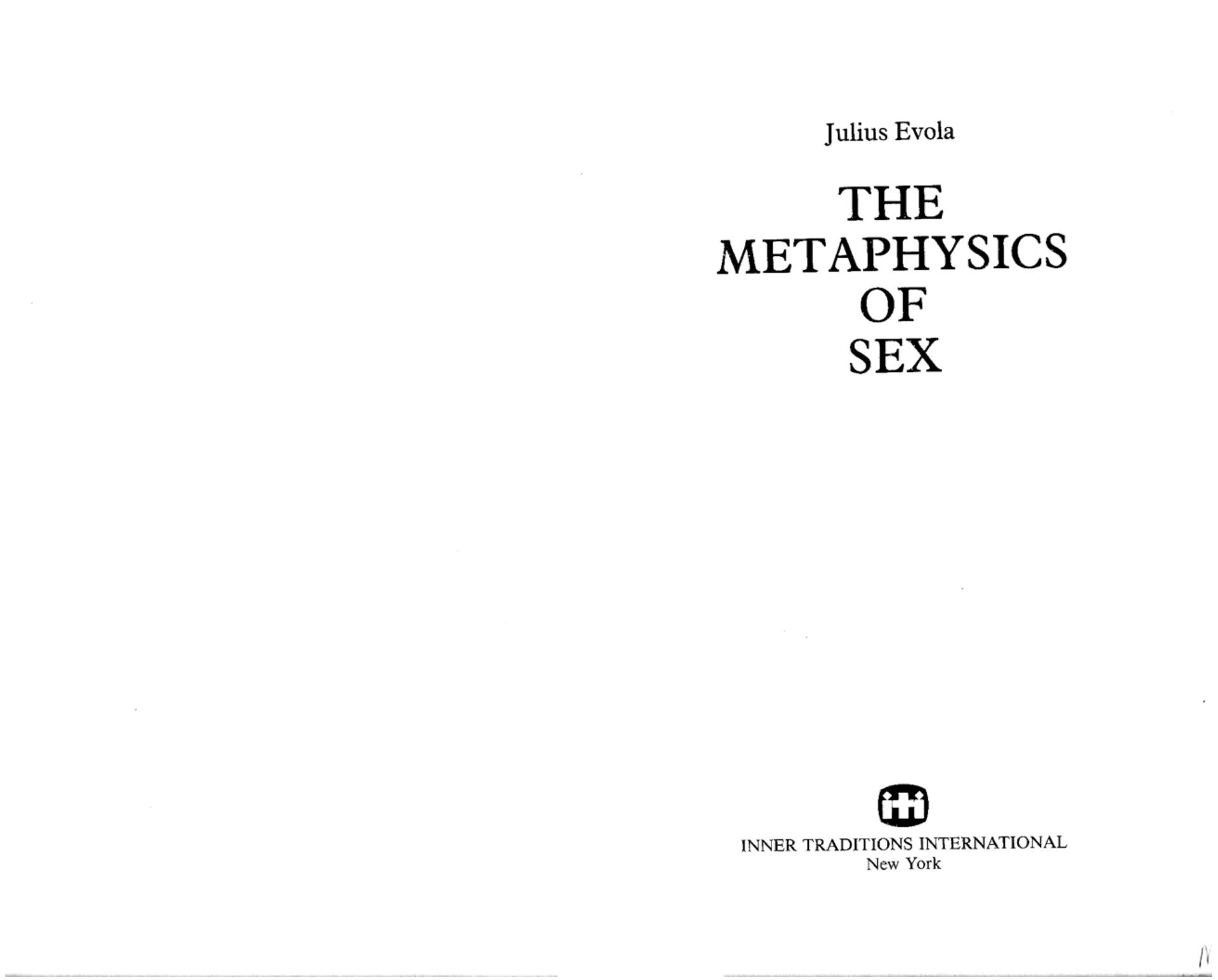 The metaphysics of sex by Julius Evola