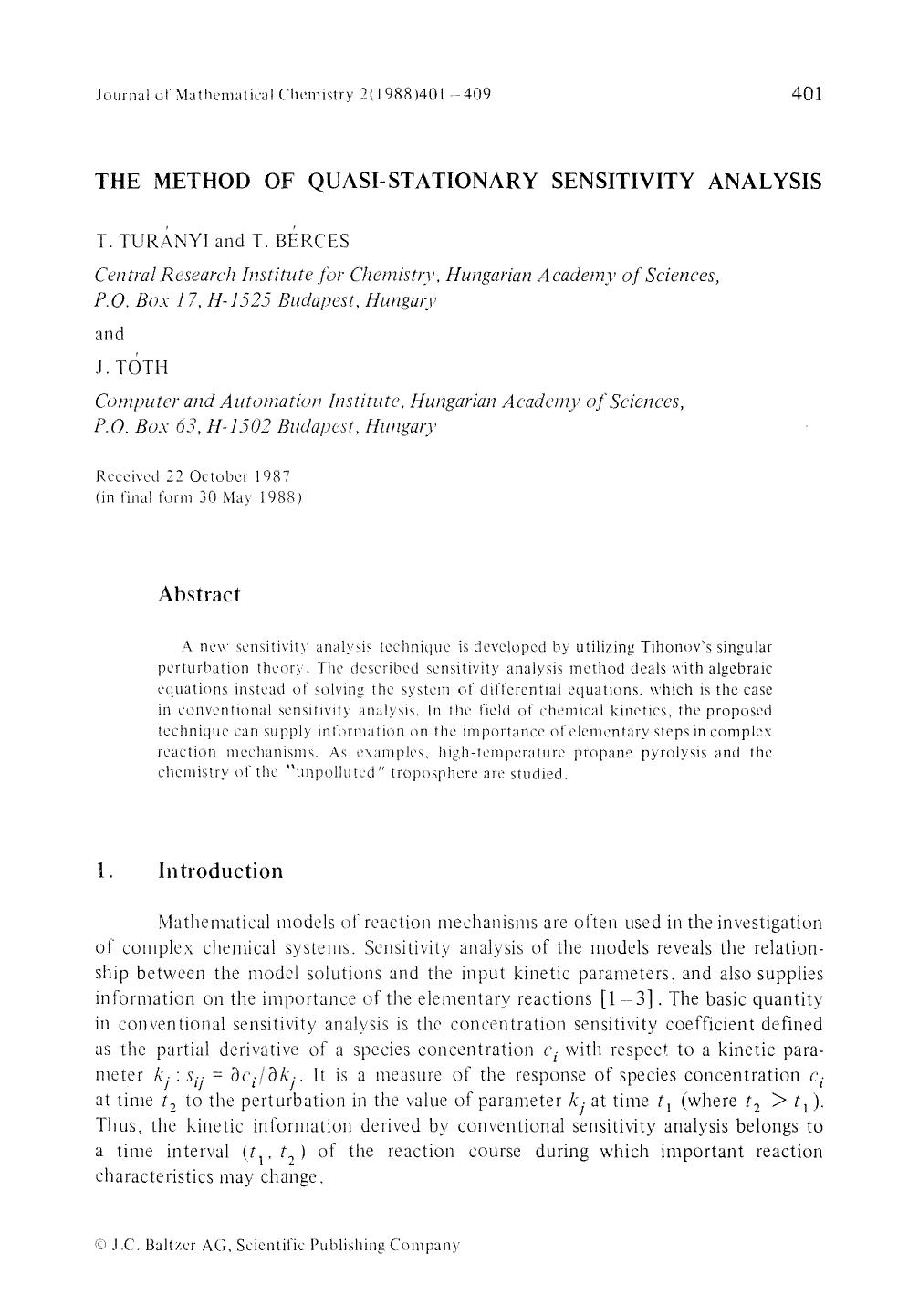 The method of quasi-stationary sensitivity analysis by Unknown