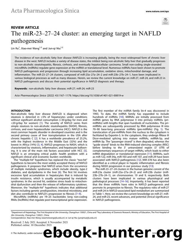 The miR-23â27â24 cluster: an emerging target in NAFLD pathogenesis by Lin Ru & Xiao-mei Wang & Jun-qi Niu