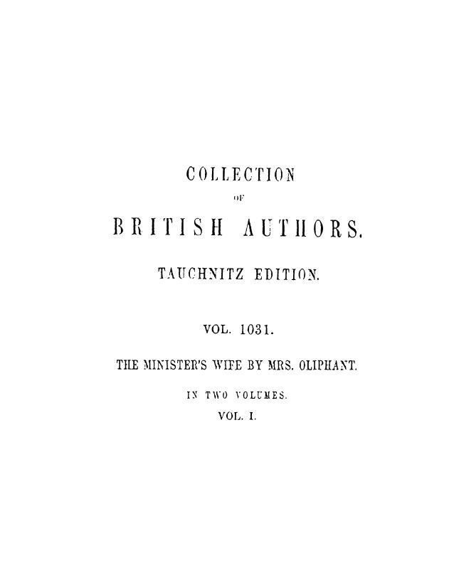 The minister's wife in 2 vol. vol. 1 by 1869