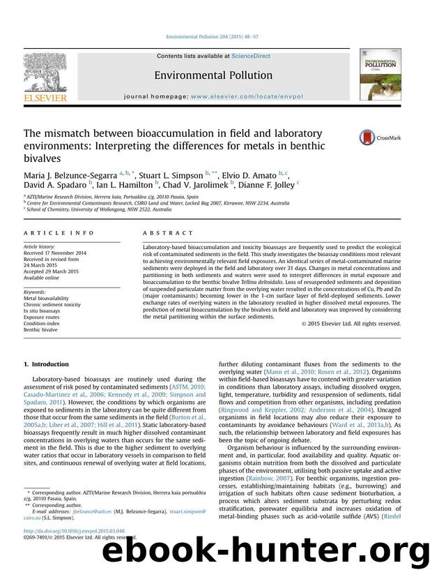 The mismatch between bioaccumulation in field and laboratory environments: Interpreting the differences for metals in benthic bivalves by unknow