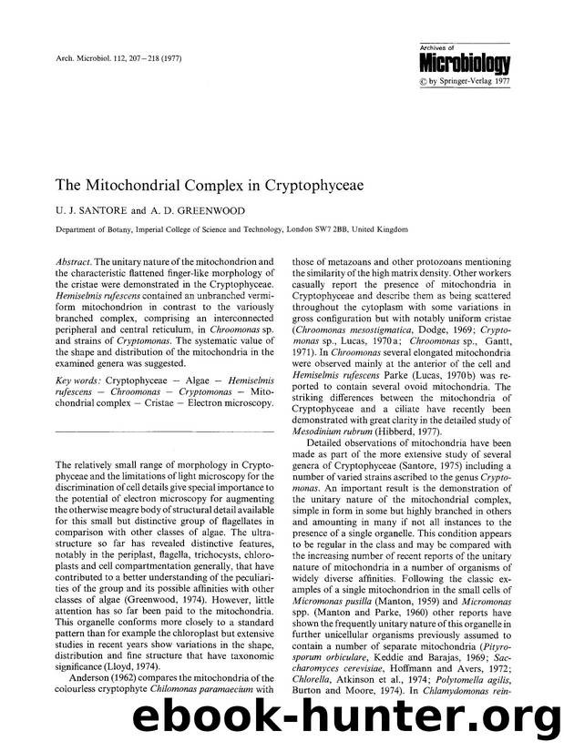 The mitochondrial complex in cryptophyceae by Unknown