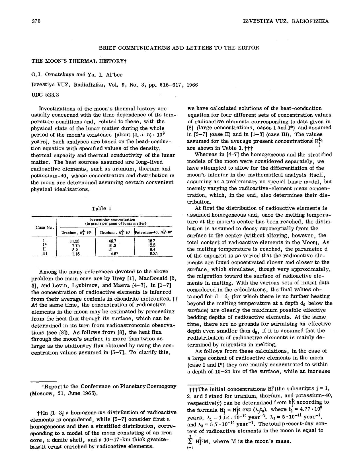 The moon's thermal history by Unknown