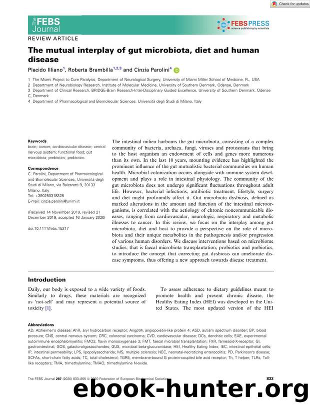 The mutual interplay of gut microbiota, diet and human disease by Unknown