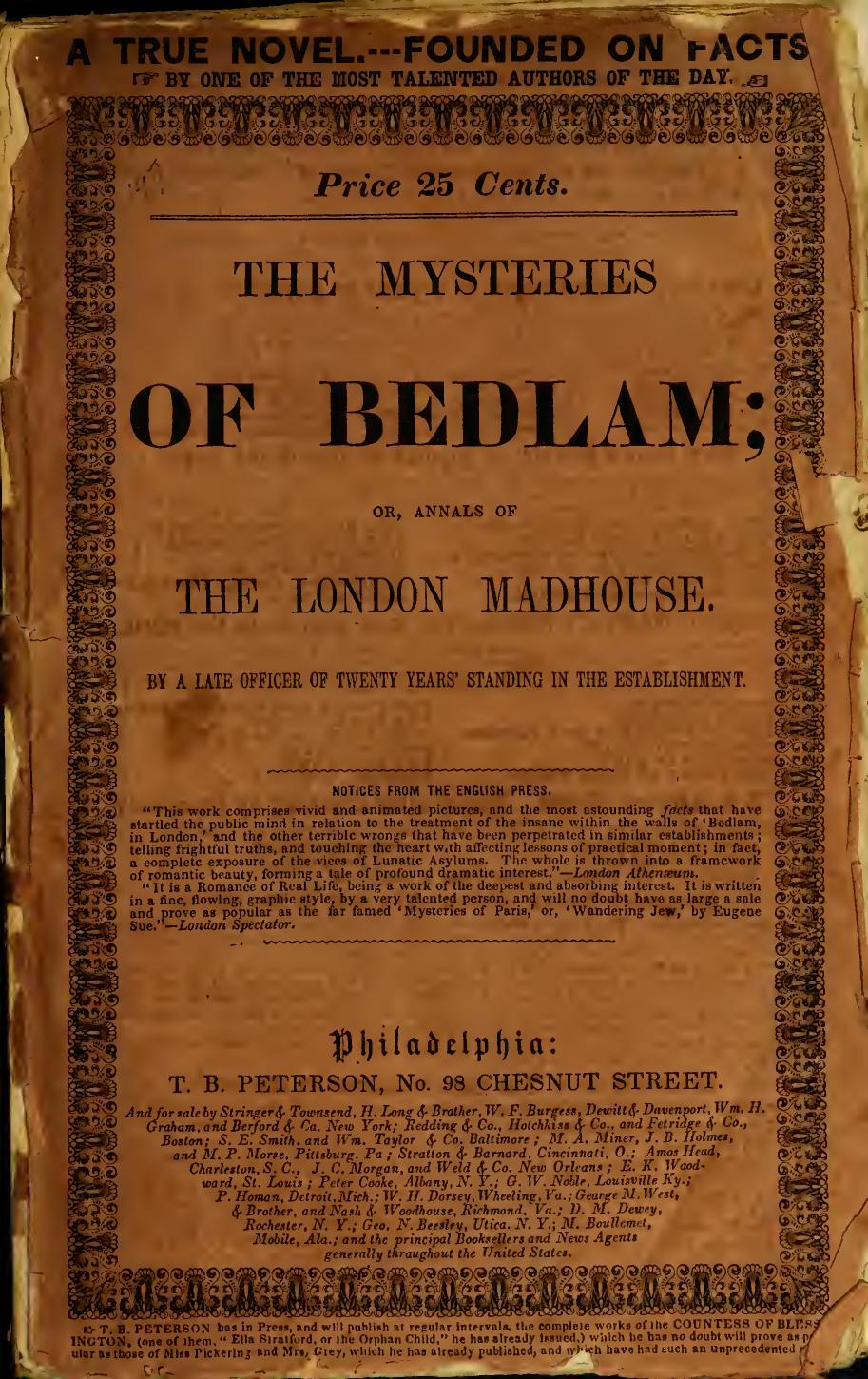 The mysteries of Bedlam; or, Annals of the madhouse by Unknown