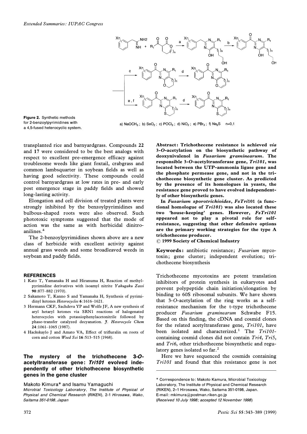 The mystery of the trichothecene 3Oacetyltransferase gene: Tri101 evolved independently of other trichothecene biosynthetic genes in the gene cluster by Unknown
