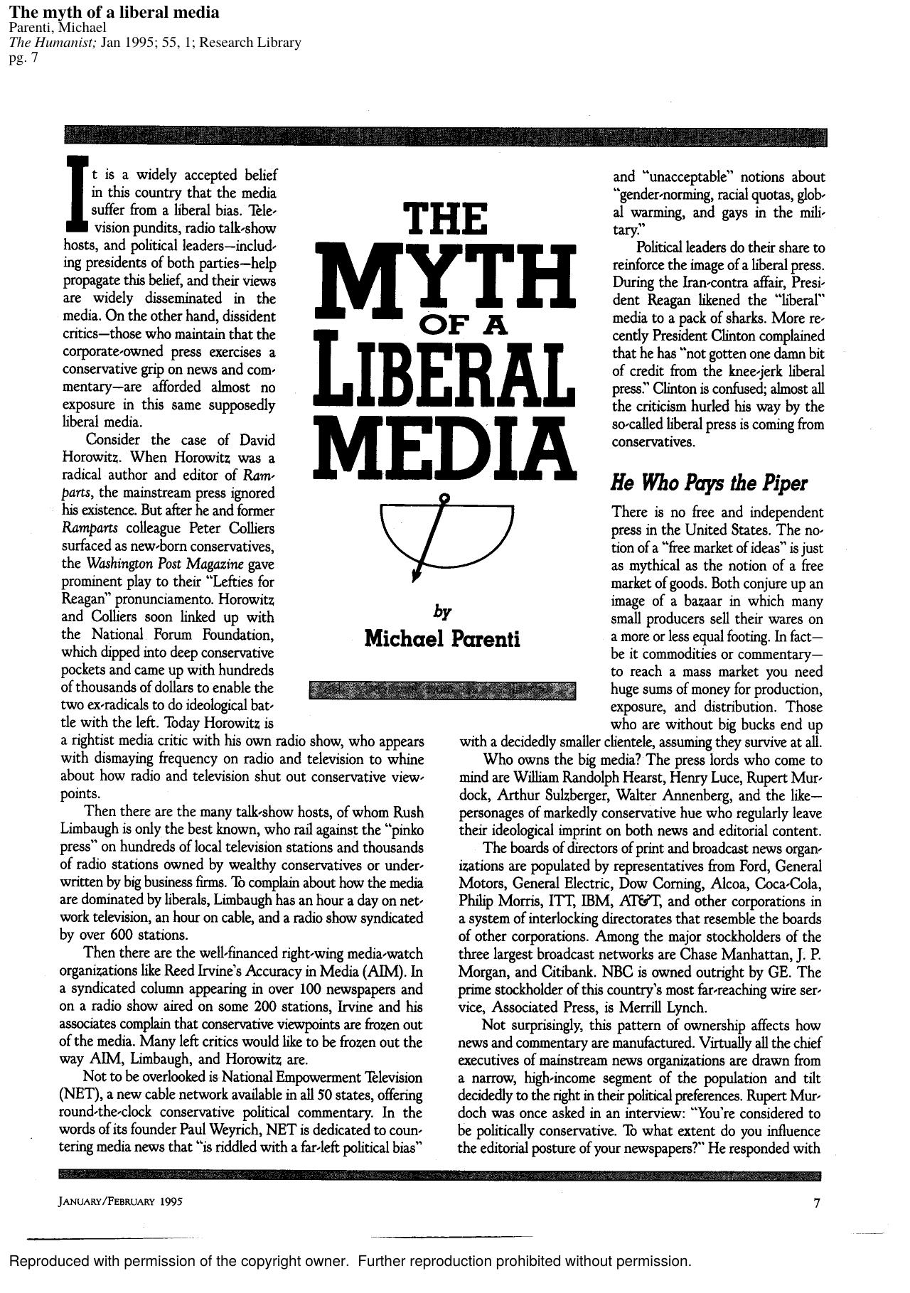 The myth of a liberal media by Unknown