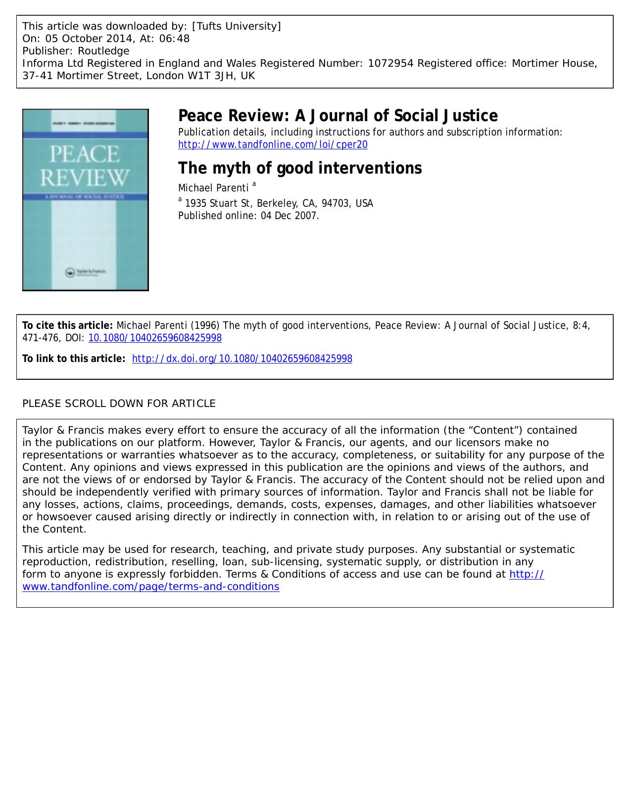 The myth of good interventions by Unknown