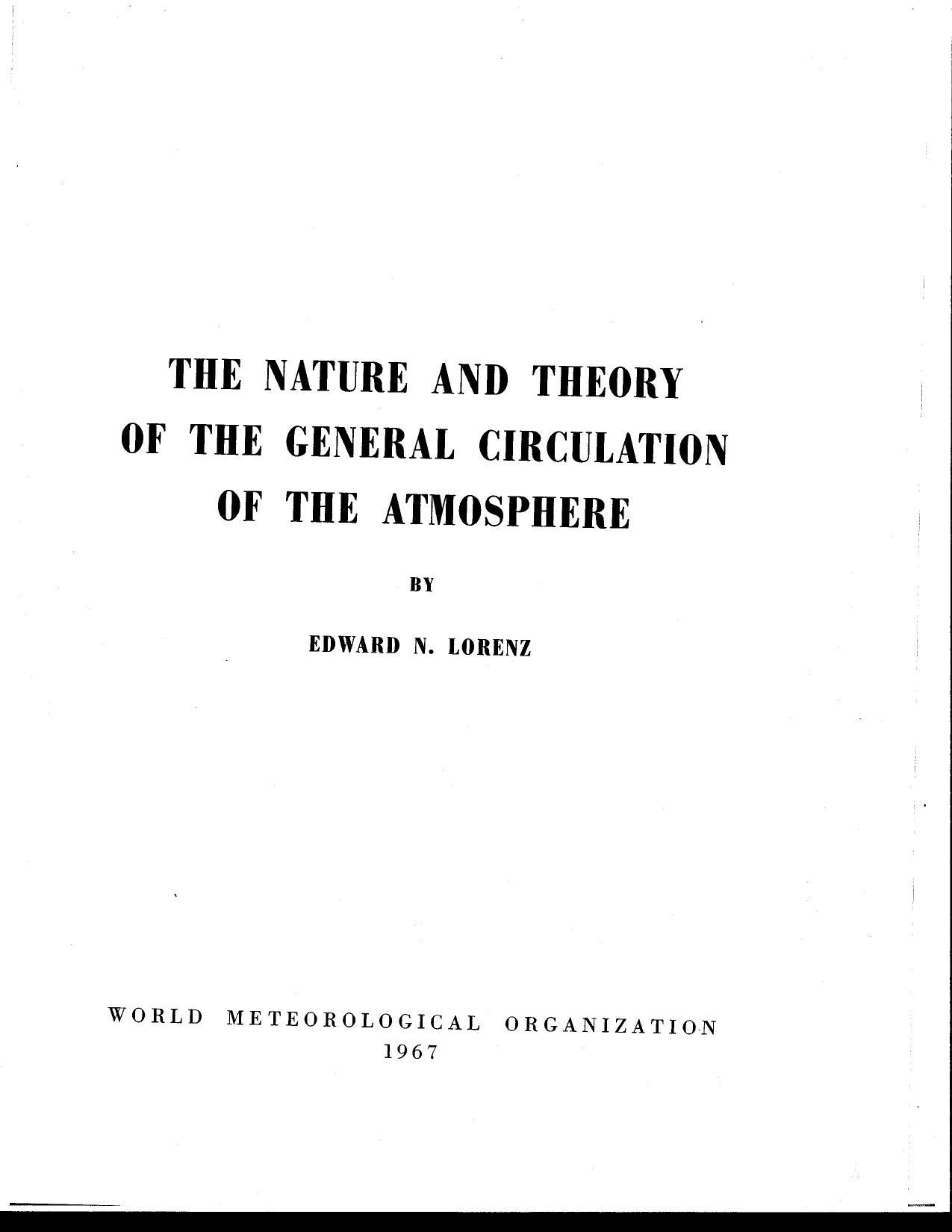 The nature and theory of the general circulation of the atmosphere by Edward N. Lorenz