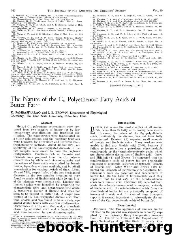 The nature of the C<Subscript>18<Subscript> polyethenoic fatty acids of butter fat by Unknown