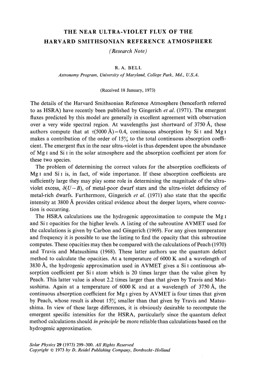 The near ultra-violet flux of the Harvard Smithsonian Reference Atmosphere by Unknown