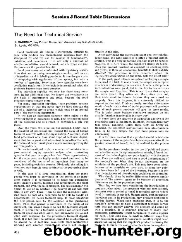 The need for technical service by Unknown