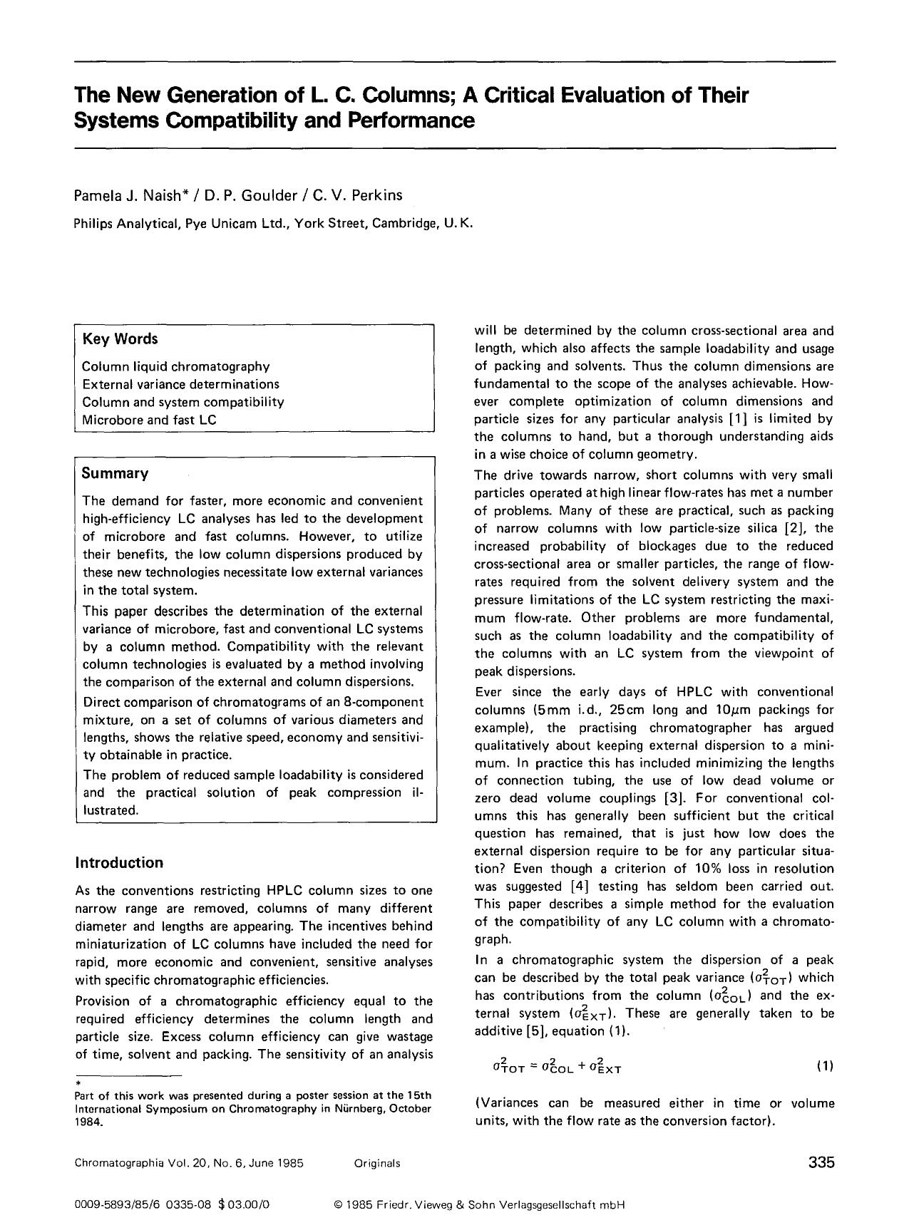 The new generation of L. C. columns; A critical evaluation of their systems compatibility and performance by Unknown