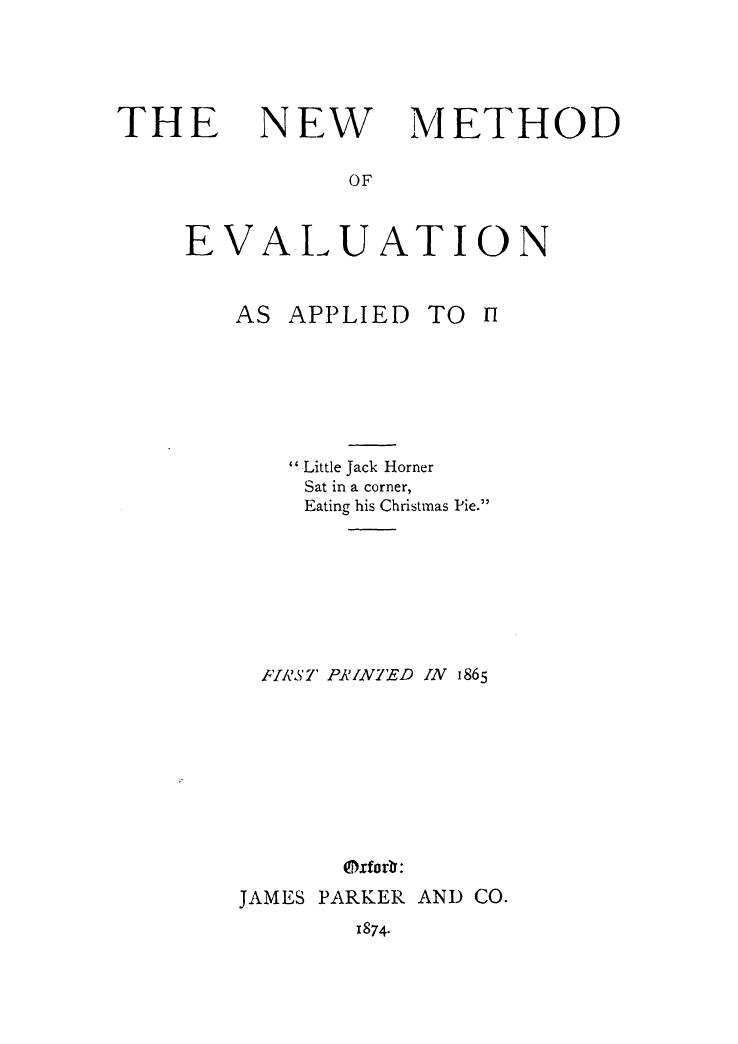 The new method of evaluation by 1874
