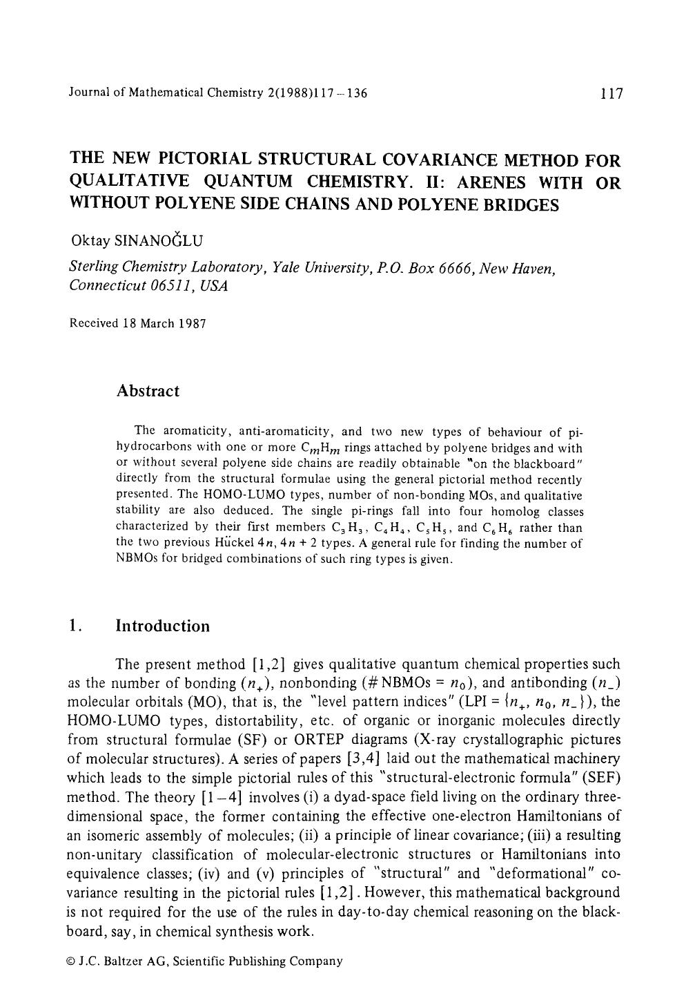 The new pictorial structural covariance method for qualitative quantum chemistry. II: Arenes with or without polyene side chains and polyene bridges by Unknown