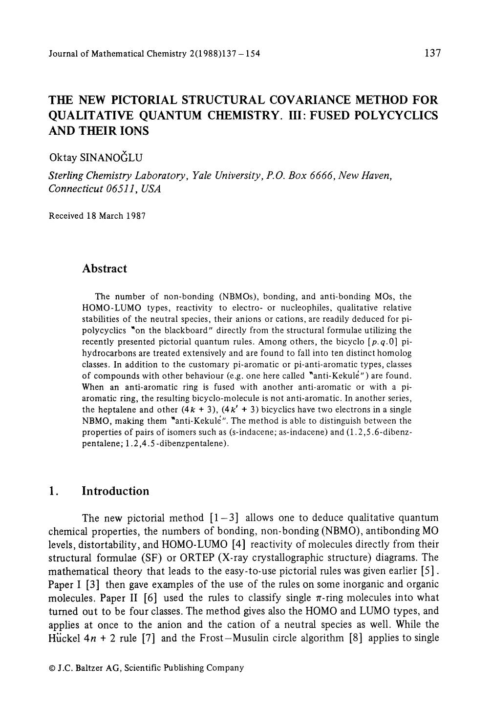 The new pictorial structural covariance method for qualitative quantum chemistry. III: Fused polycyclics and their ions by Unknown