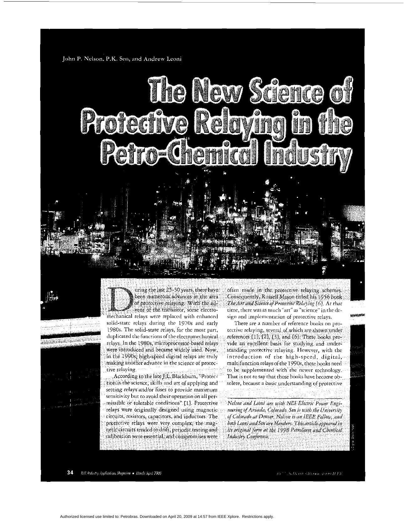 The new science of protective relaying in the petro-chemical industry - IEEE Industry Applications Magazine by IEEE