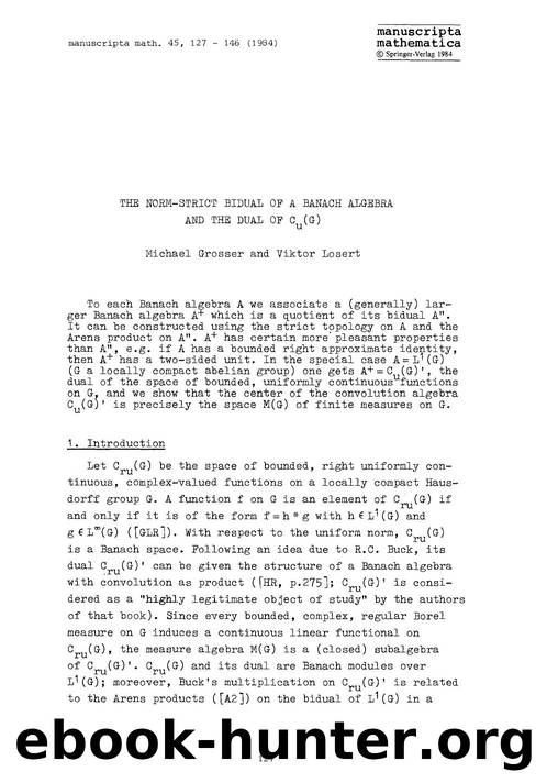 The norm-strict bidual of a Banach algebra and the dual of C <Subscript>u <Subscript>(G) by Unknown