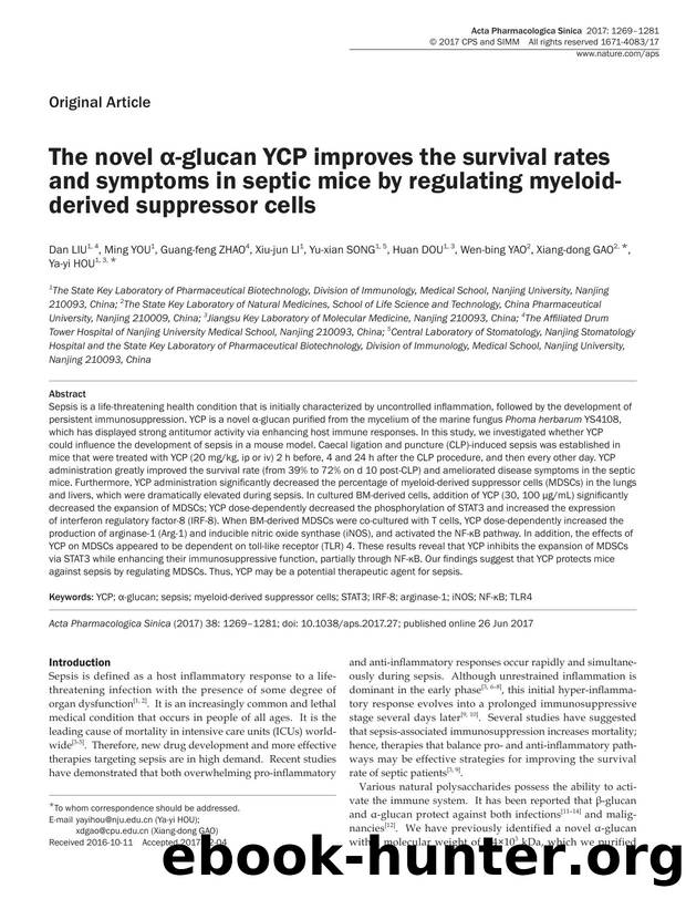 The novel Î±-glucan YCP improves the survival rates and symptoms in septic mice by regulating myeloid-derived suppressor cells by unknow