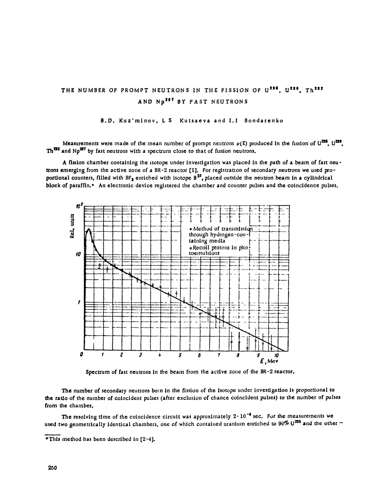 The number of prompt neutrons in the fission of U <Superscript>236 <Superscript>, U <Superscript>234 <Superscript>, Th <Superscript>232 <Superscript> and Np <Superscript>237 <Super by Unknown
