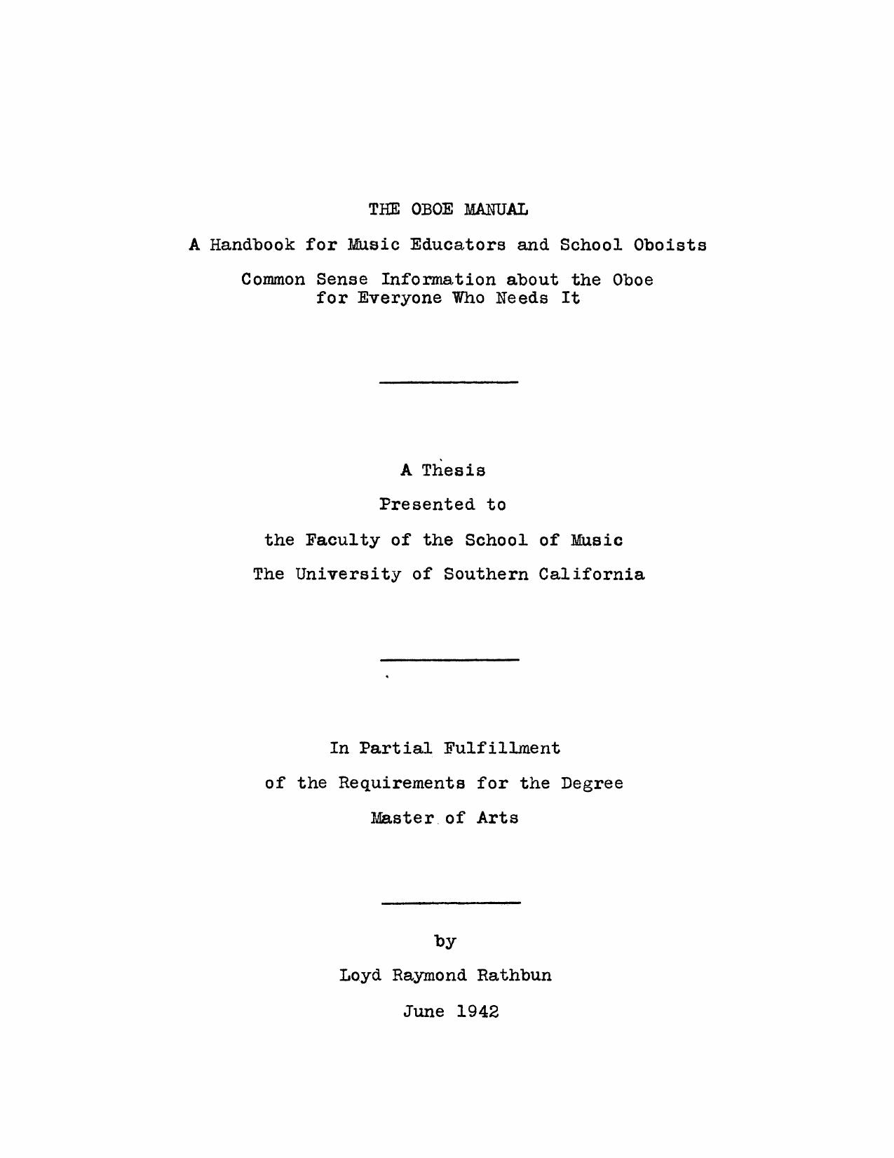 The oboe manual: A handbook for music educators and school oboists: Common sense information about the oboe for everyone who needs it by Rathbun Loyd Raymond
