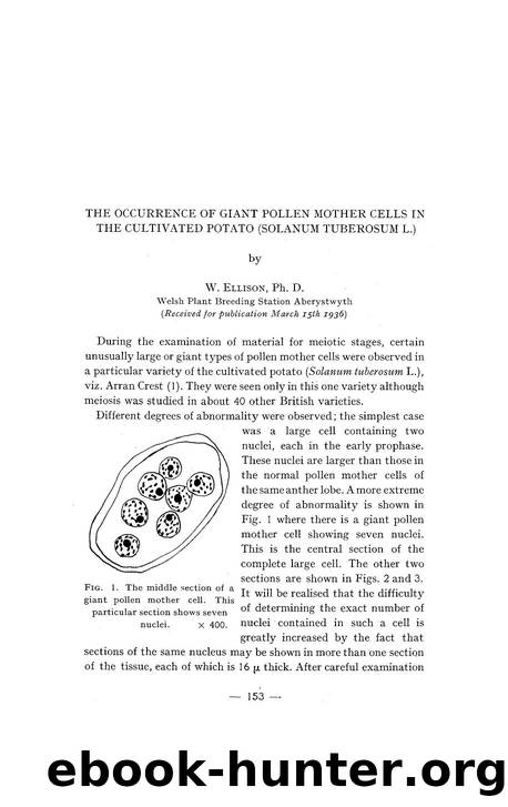 The occurrence of giant pollen mother cells in the cultivated potato (Solanum tuberosum L.) by Unknown