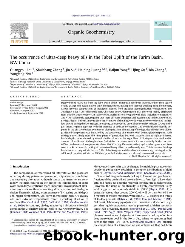 The occurrence of ultra-deep heavy oils in the Tabei Uplift of the Tarim Basin, NW China by unknow