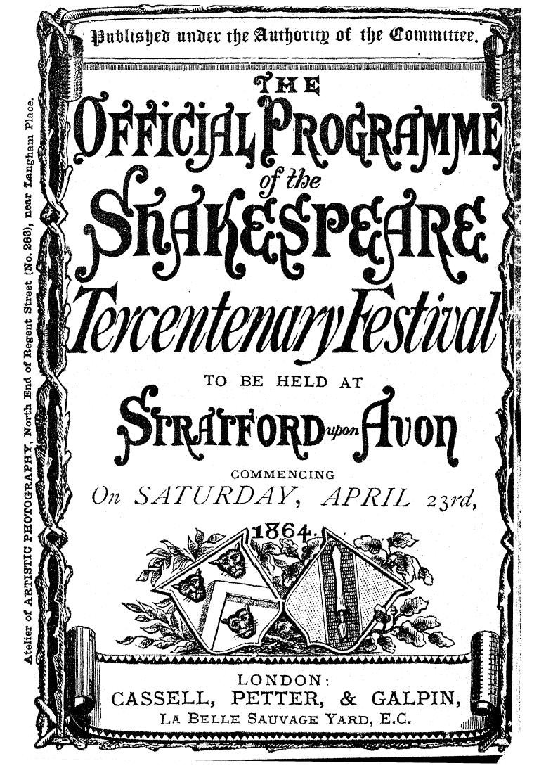 The official programme of the tercentenary festival of the birth of shakespeare by 1864