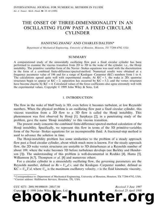 The onset of three-dimensionality in an oscillating flow past a fixed circular cylinder by Unknown