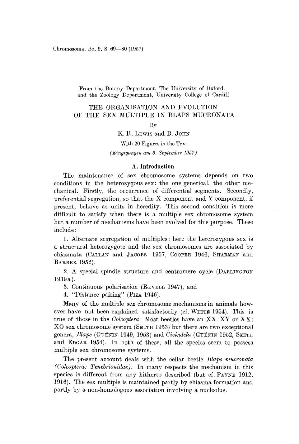 The organisation and evolution of the sex multiple in Blaps mucronata by Unknown