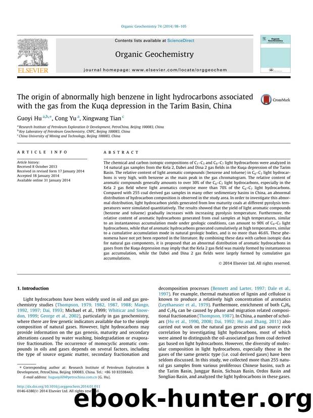 The origin of abnormally high benzene in light hydrocarbons associated with the gas from the Kuqa depression in the Tarim Basin, China by Guoyi Hu & Cong Yu & Xingwang Tian