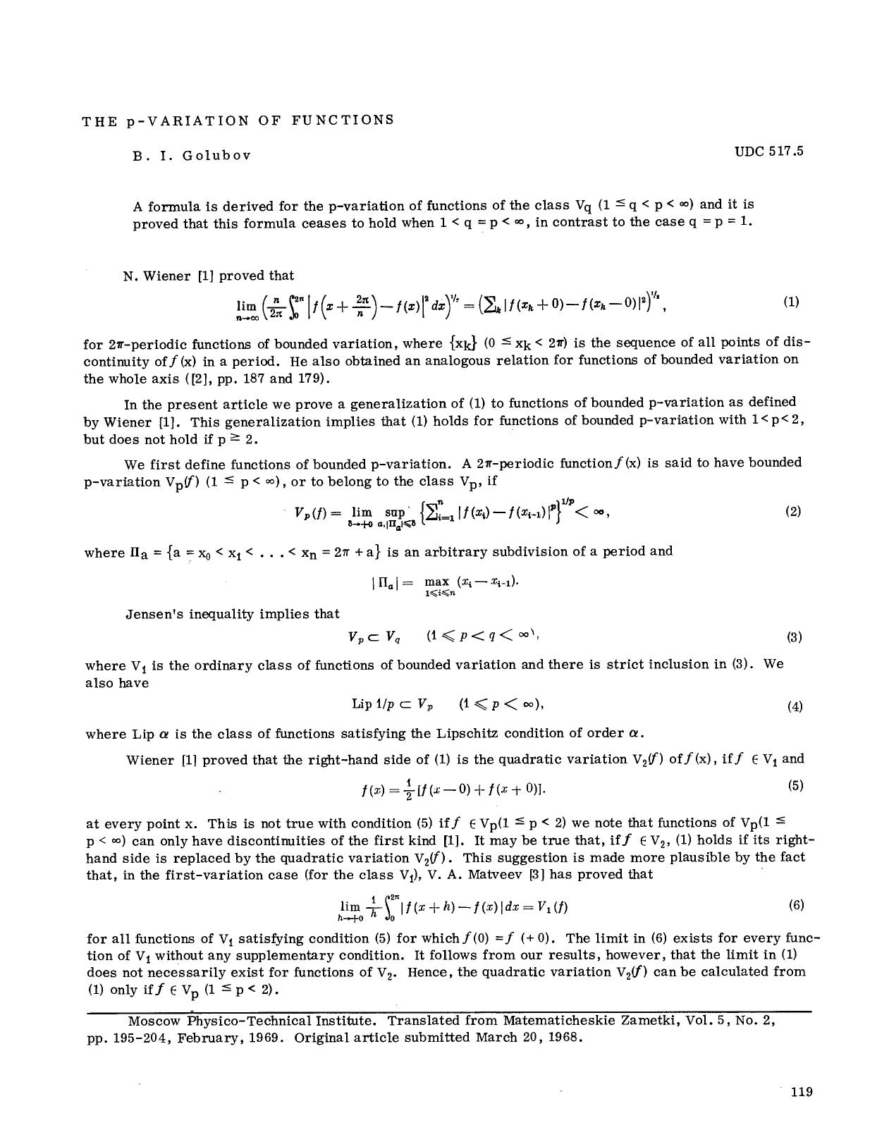 The p-variation of functions by Unknown