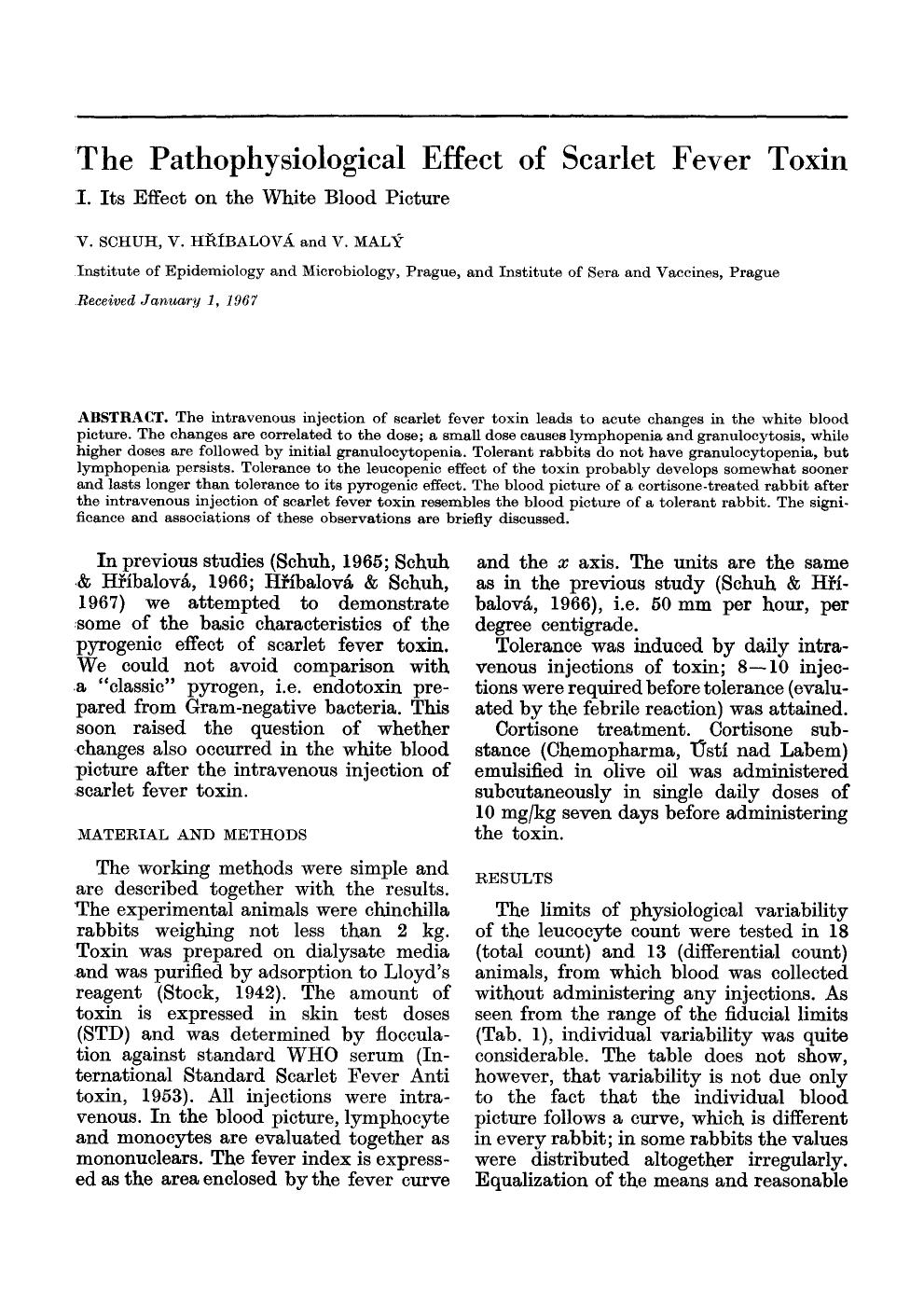The pathophysiological effect of scarlet fever toxin by Unknown