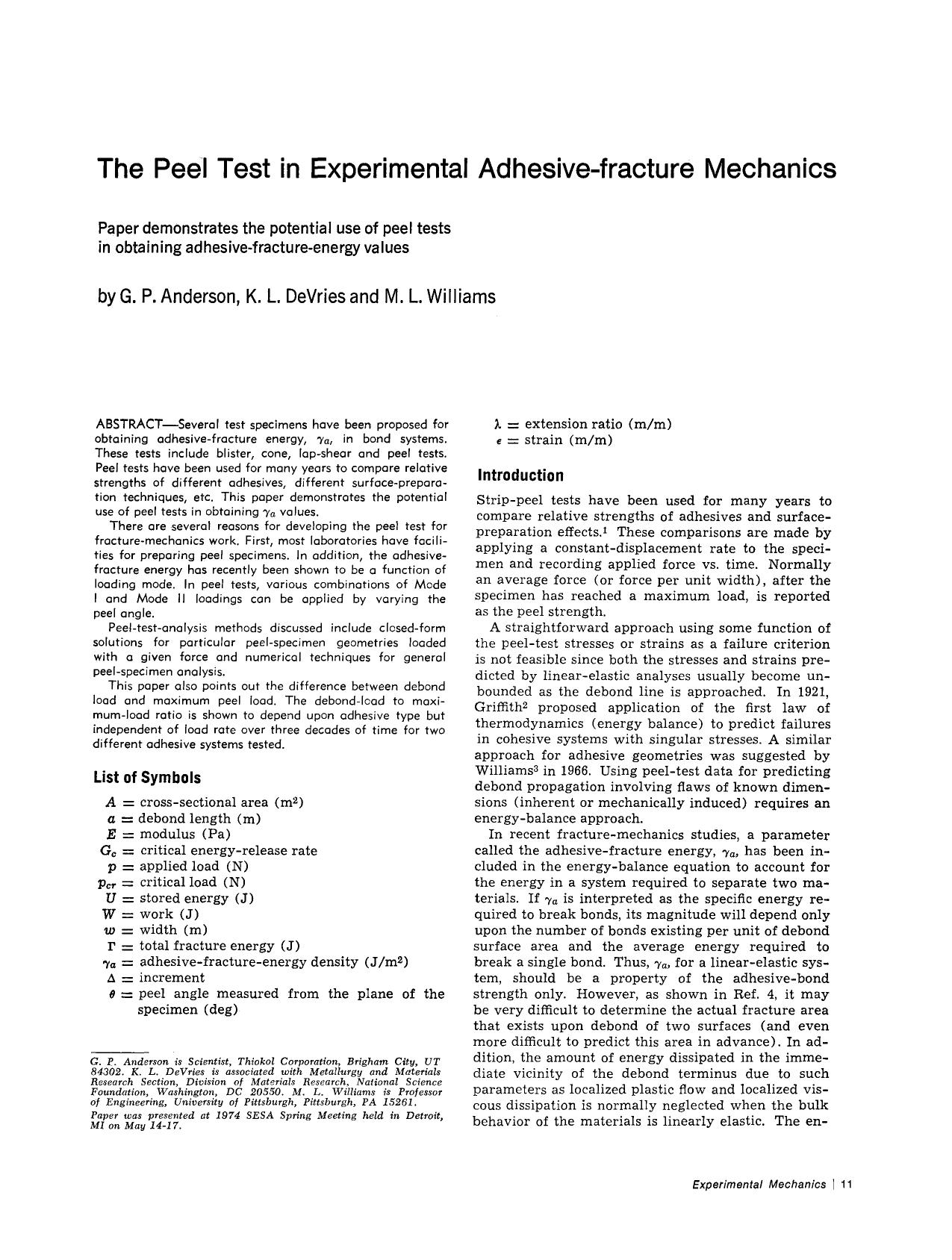 The peel test in experimental adhesive-fracture mechanics by Unknown