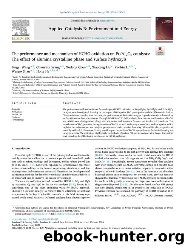 The performance and mechanism of HCHO oxidation on PtAl2O3 catalysts: The effect of alumina crystalline phase and surface hydroxyls by Jingyi Wang & Chunying Wang & Xudong Chen & Xiaofeng Liu & Yaobin Li & Wenpo Shan & Hong He