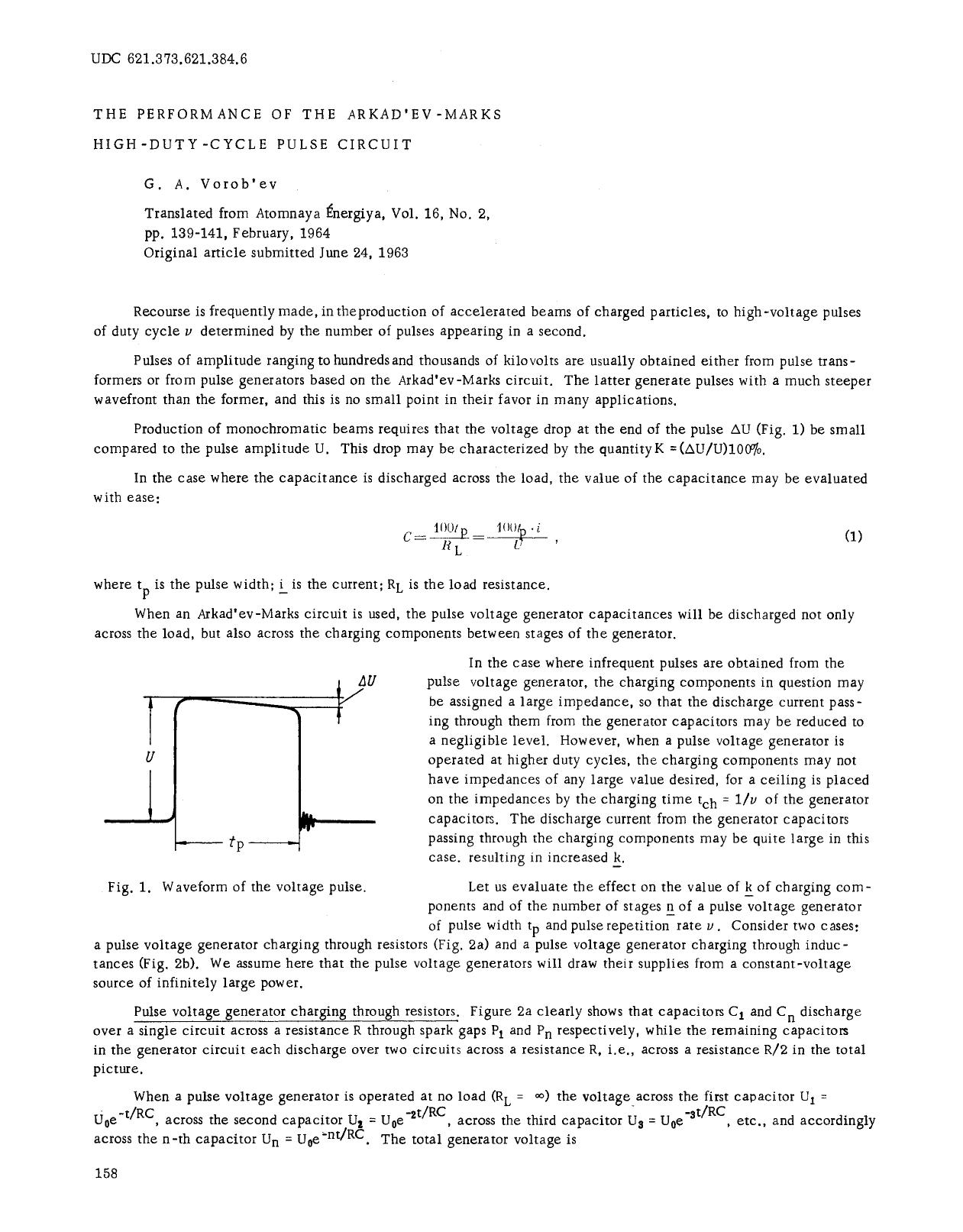 The performance of the Arkad'ev-Marks high-duty-cycle pulse circuit by Unknown